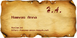 Hamvas Anna névjegykártya